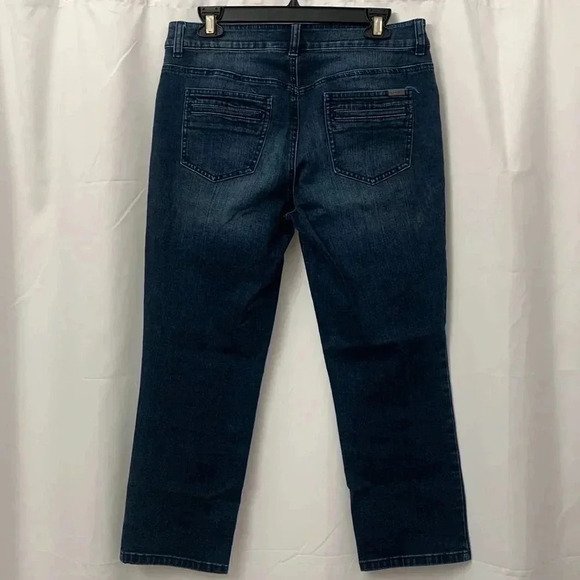 Women’s So Slimming By Chico’s Cropped Dark Denim Pants Size 0.5 EUC - Picture 5 of 8
